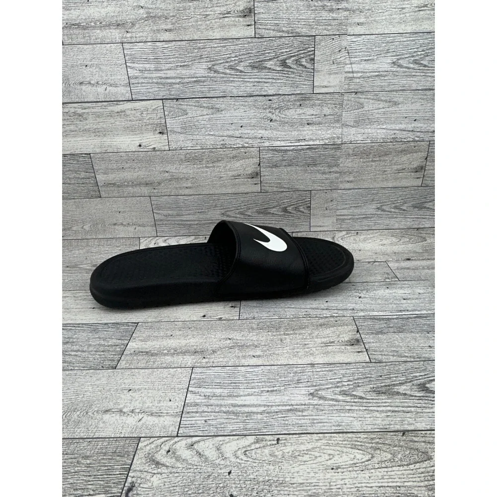 Nike Benassi JDI Black White Swoosh Slide Sandals 343880-011 Men Sz 8